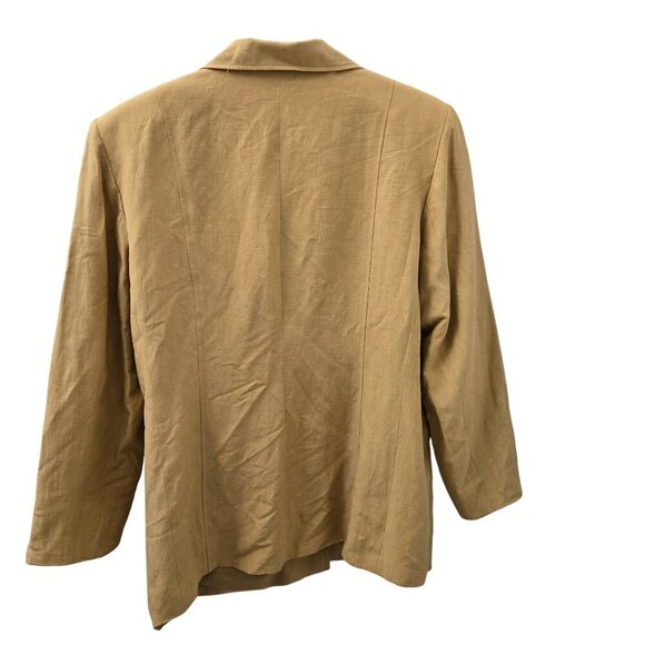 Vtg Silk Lore Blazer Jacket Medium Butterscotch Tan Safari Utility Retro Silk - Picture 2 of 14